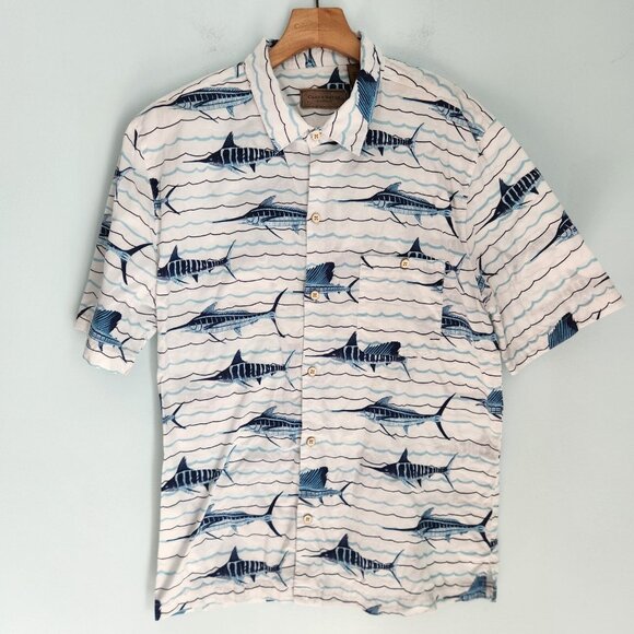 Clearwater Outfitters Shirt Fish Print Swordfish Sailfish Baja Button Up XL EUC - Picture 2 of 12